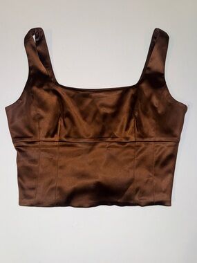 Aritzia Brown Satin Crop Top